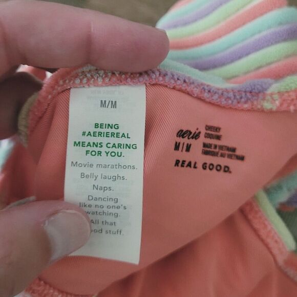 Aerie Multicolor Terry Triangle Cheeky Bikini Size Small & Medium - Picture 2 of 12